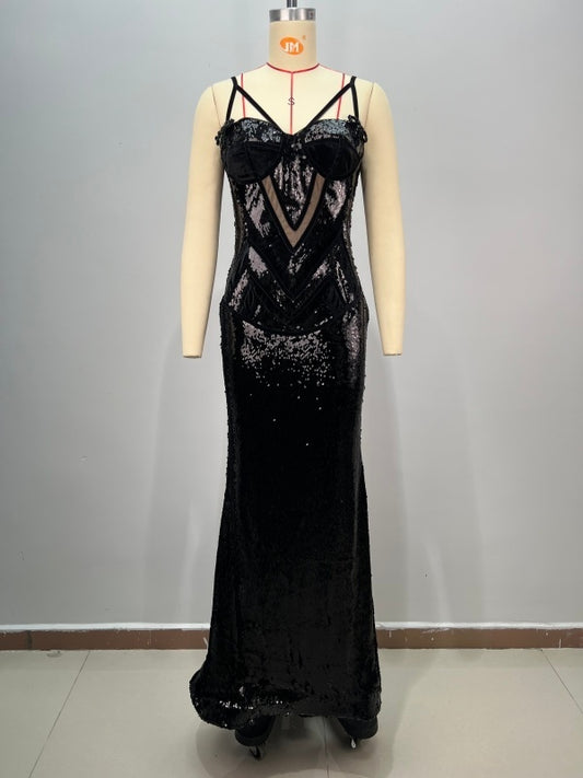 Spaghetti Strap Diamond Bowknot Cut Out dress