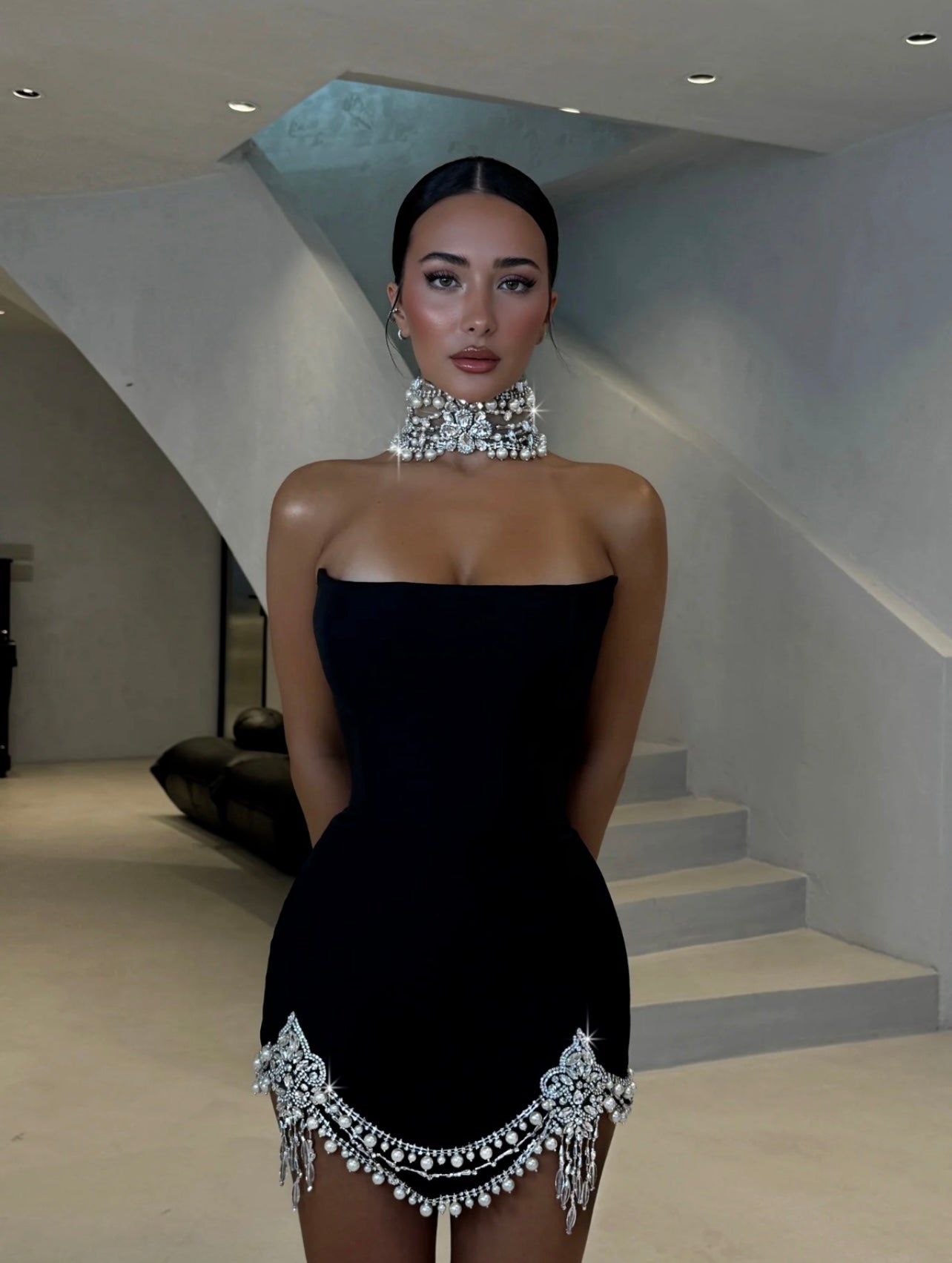 Rhinestone Tassel Bodycon Sleeveless Dress