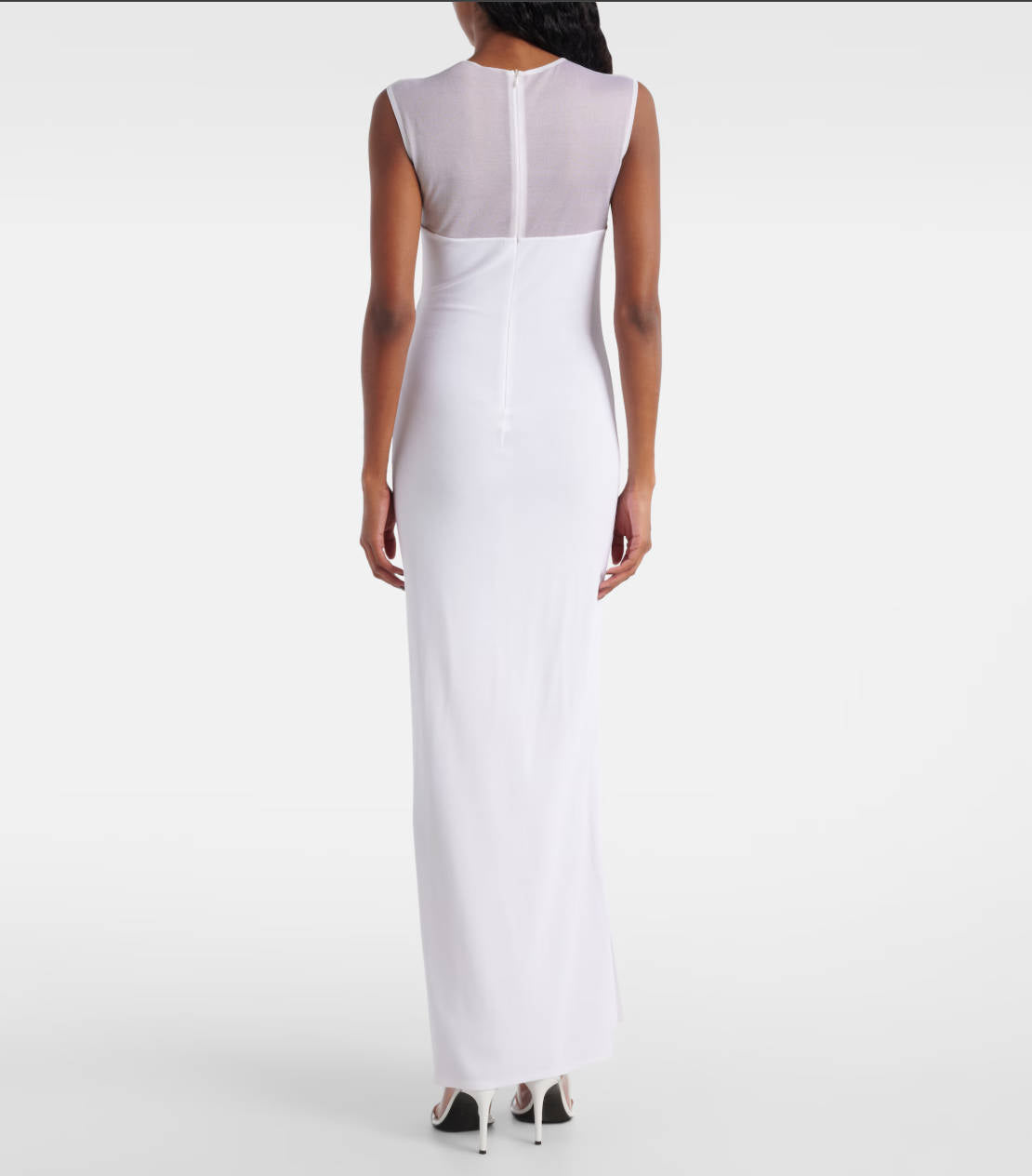 Mesh Patchwork Sheer O-Neck Elegant Sheath Split Bodycon