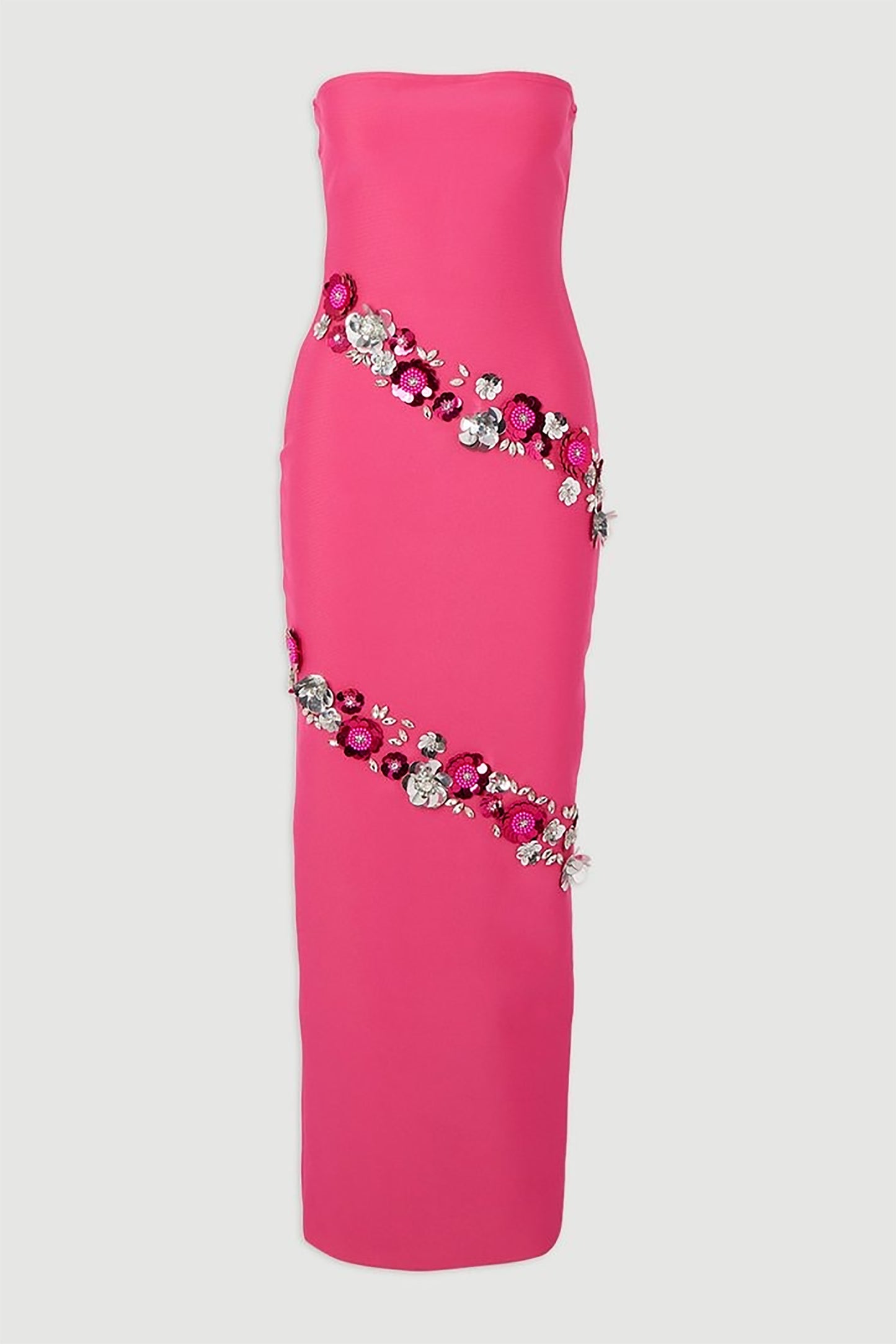 Diamond Sequin Flowers Crystals Decorated Rose Bandage dress