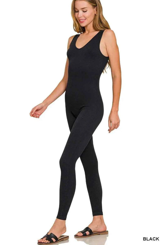 Zenana Breathable Seamless Ribbed Sports Jumpsuit