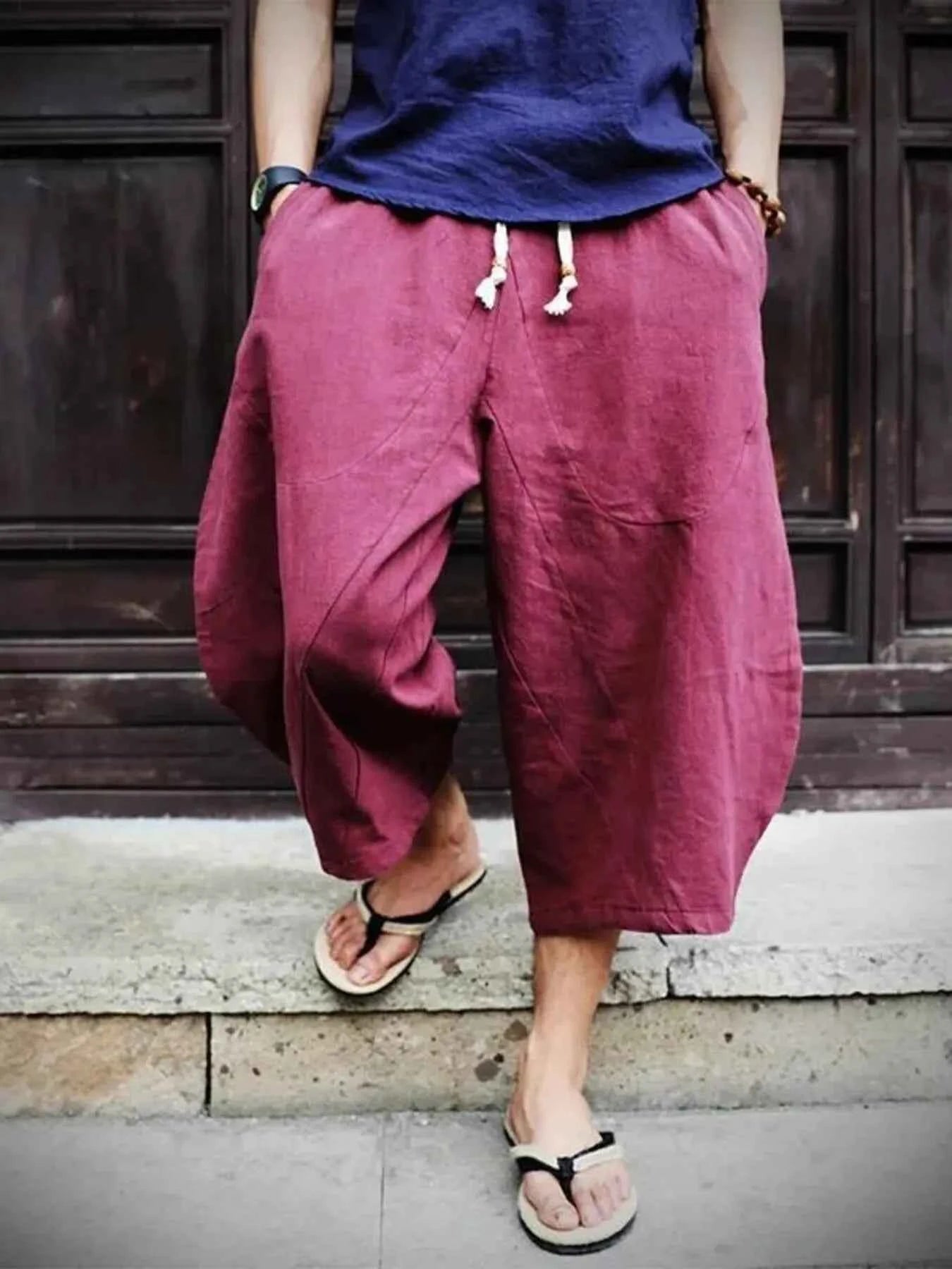 Men's Plus Size Loose Fit Cropped Pants