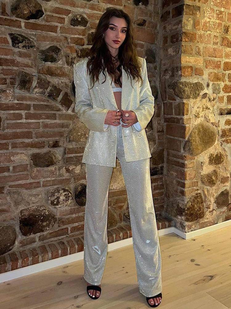 3-piece Suit Pants Set Sparkling - REBECATHELABEL