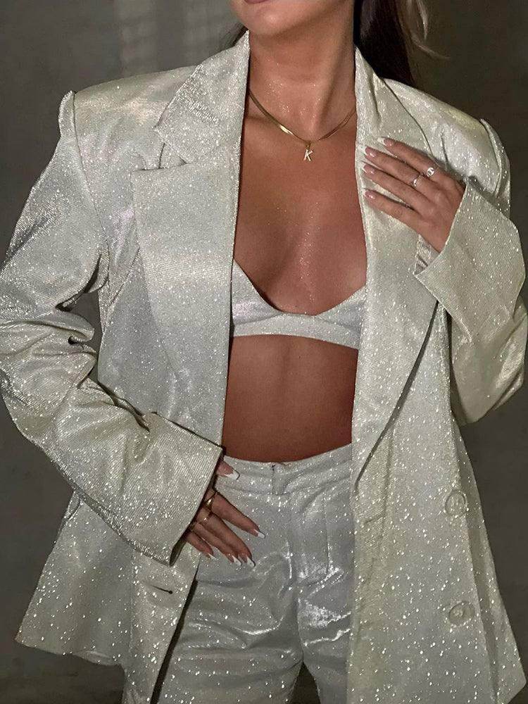 3-piece Suit Pants Set Sparkling - REBECATHELABEL