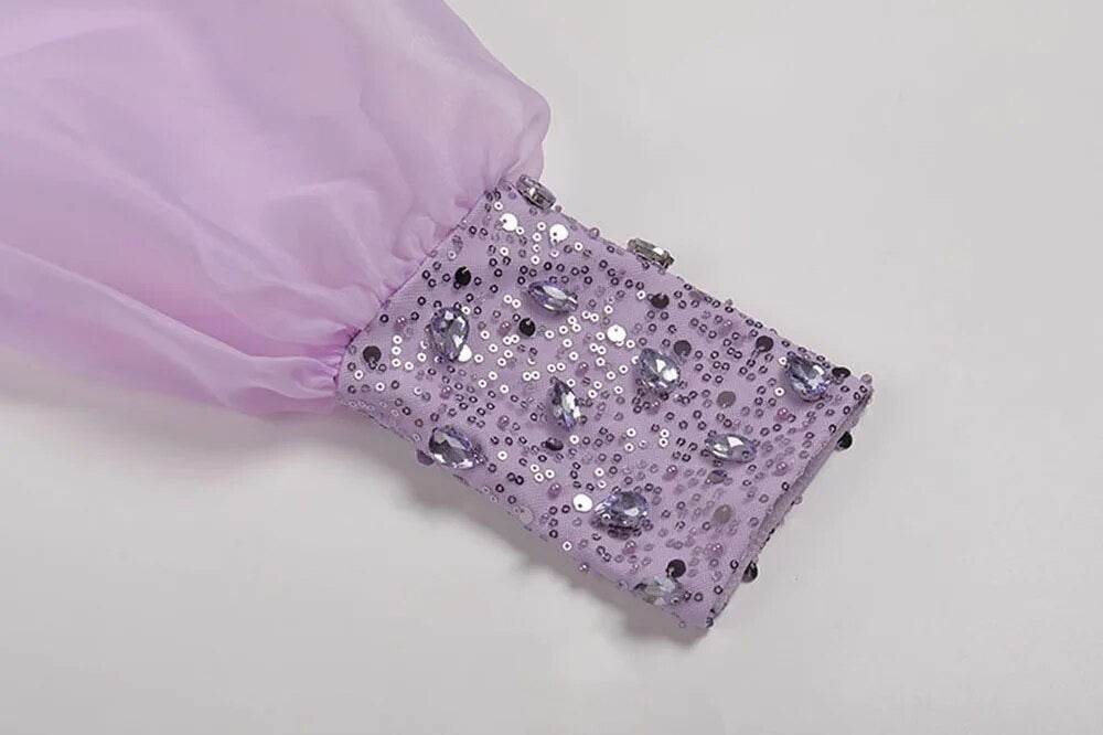 One Shoulder Long Sleeve Tight Midi Dress - REBECATHELABEL