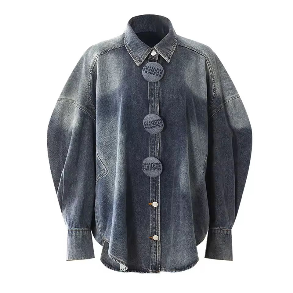Tie-Dye Denim Long Shirt