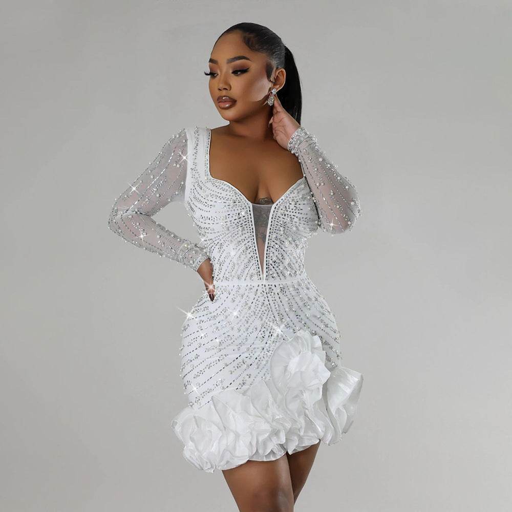 Glitter Diamonds Hem Bodycon Dresses - REBECATHELABEL