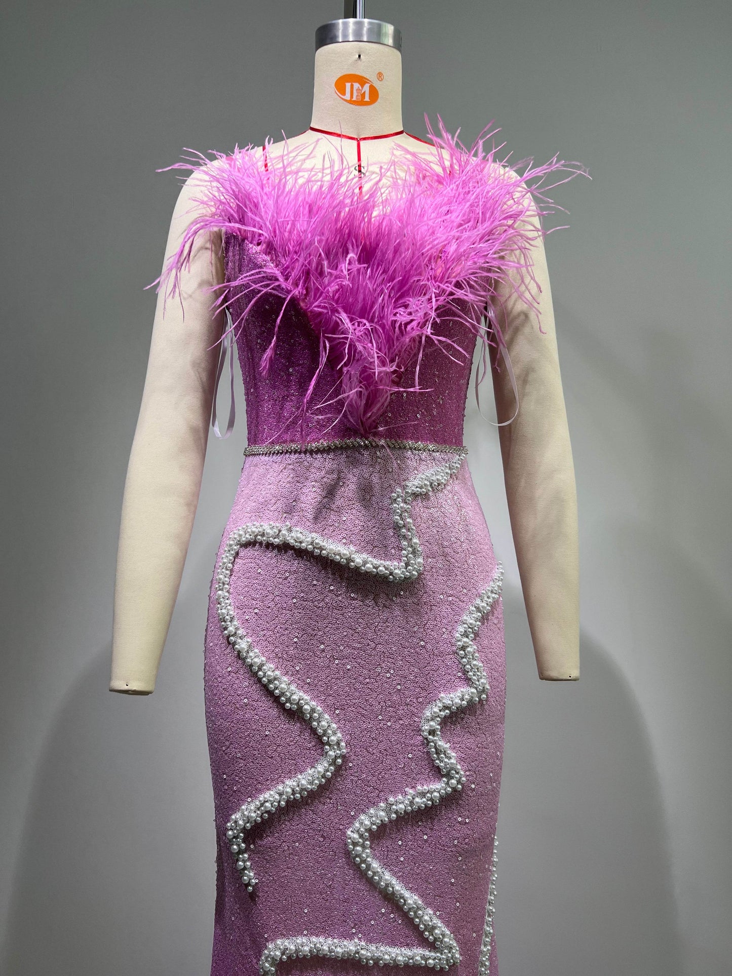 Oley maxi feather floor length dress - REBECATHELABEL