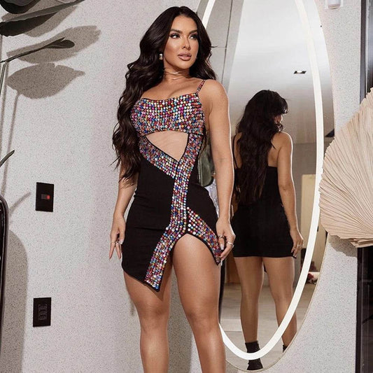 Diamond Sexy Sleeveless Tight Mini Bandage Party Dress - REBECATHELABEL