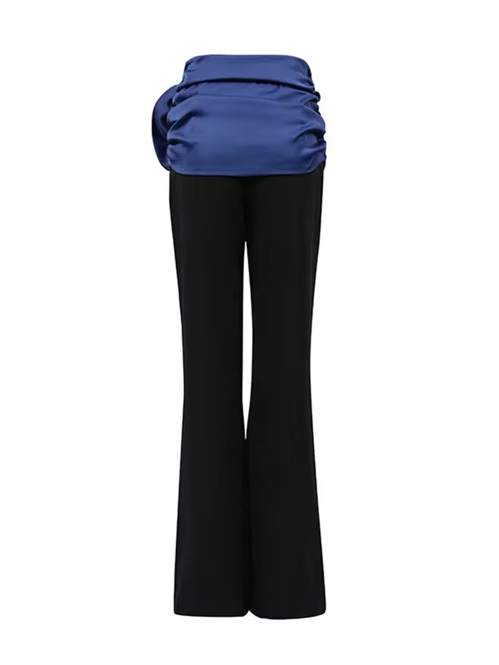 Three-Dimensional Flower Splicing Contrasting Design High Waisted pant