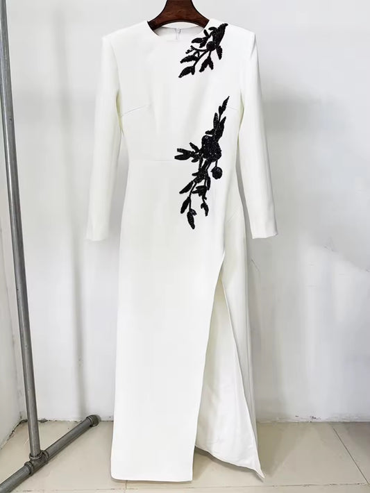 Bead Slim White dress