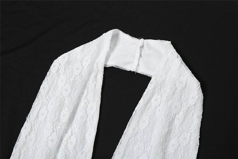 Lace Halter Pure Want Hollow Out Cutout out Split Sexy Dress - REBECATHELABEL