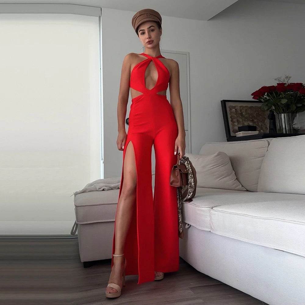 Bodycon Elegant Hollow Back Strap jumpsuit - REBECATHELABEL