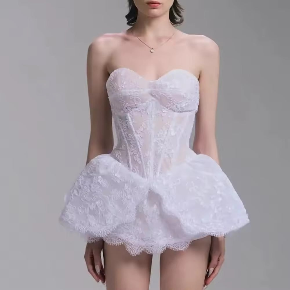 Spliced Lace Temperament Dress