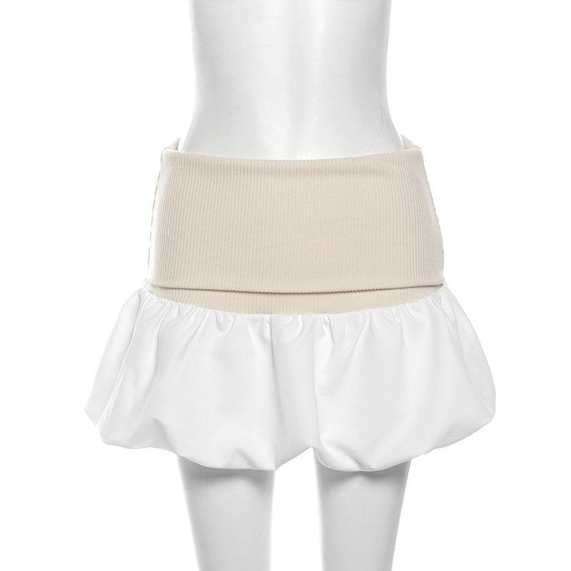 Off Shoulder Halter Sexy Long Sleeved Shirt Stitching Skirt set - REBECATHELABEL