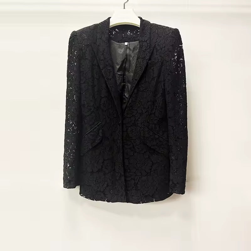 Sheer Spliced Lace Two Piece Sets