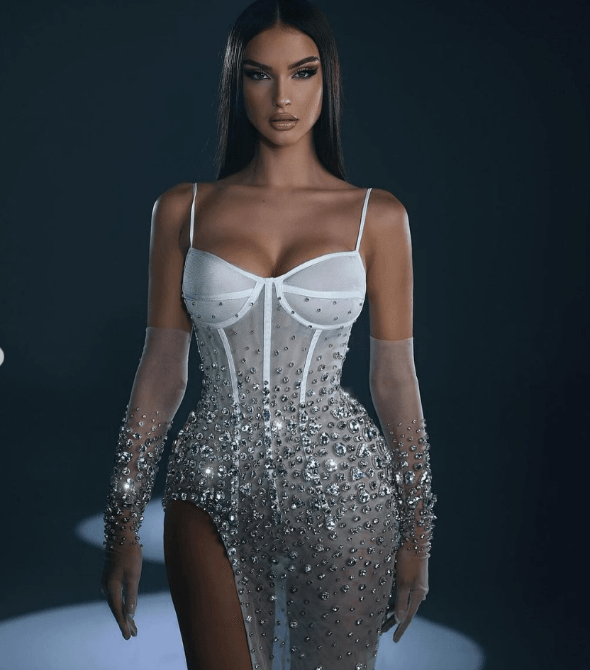 Nana diamond white dress - REBECATHELABEL