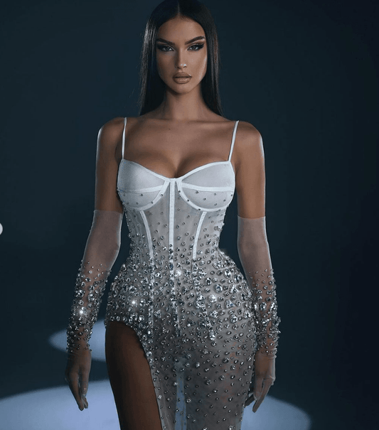 Nana diamond white dress - REBECATHELABEL