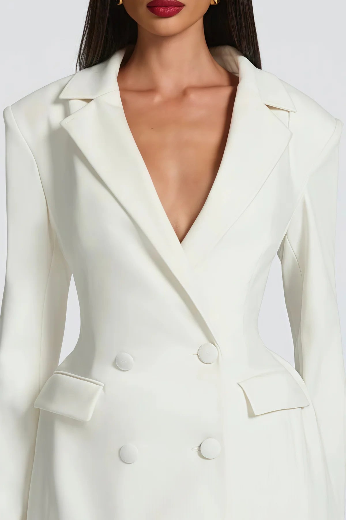 White Double Breasted Blazer Mini Dress