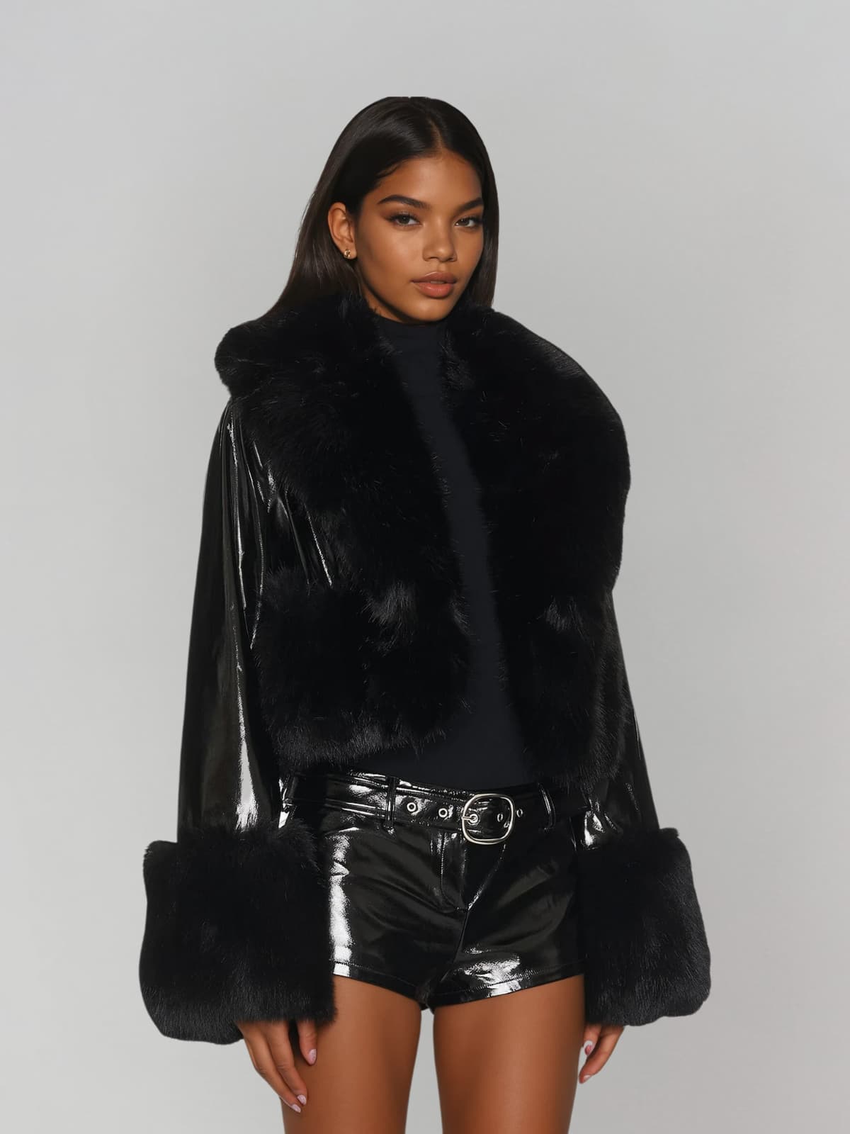 Long Sleeve Fur Coat