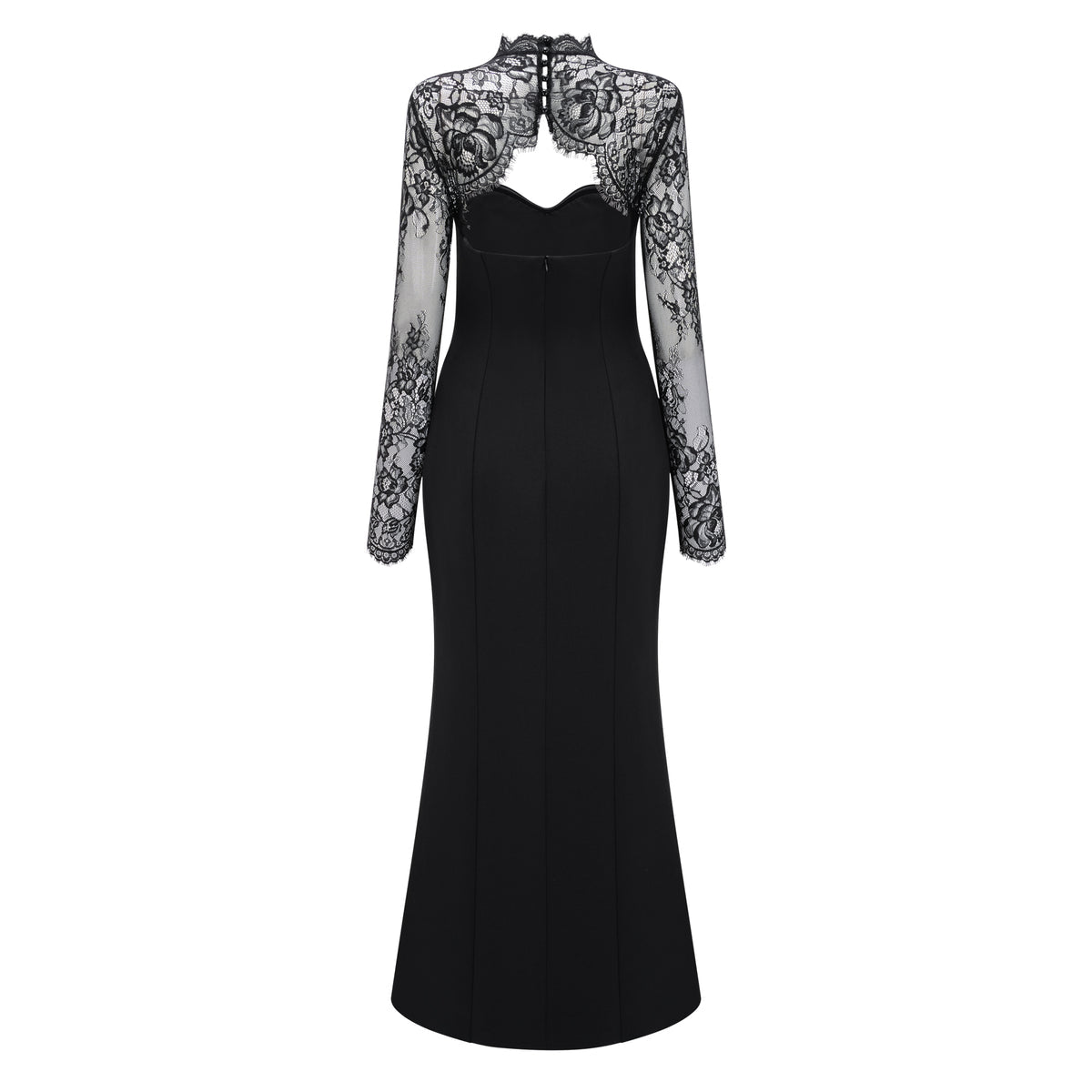 Black Lace Panel Maxi Gown