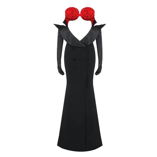 3D Flower Sexy Strapless Velvet Gloves Long Sleeve Black Bandage - REBECATHELABEL