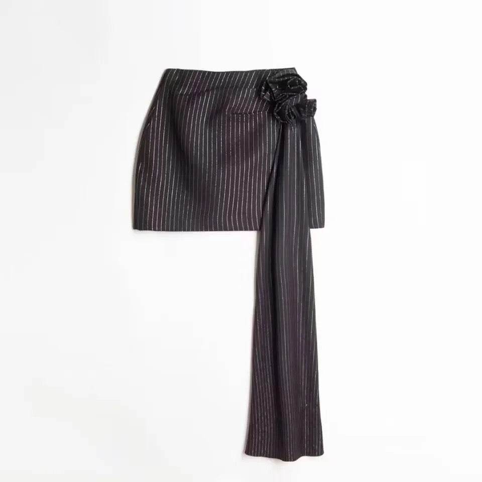 3D Three Dimensional Rose Decoration Wool skirt - REBECATHELABEL