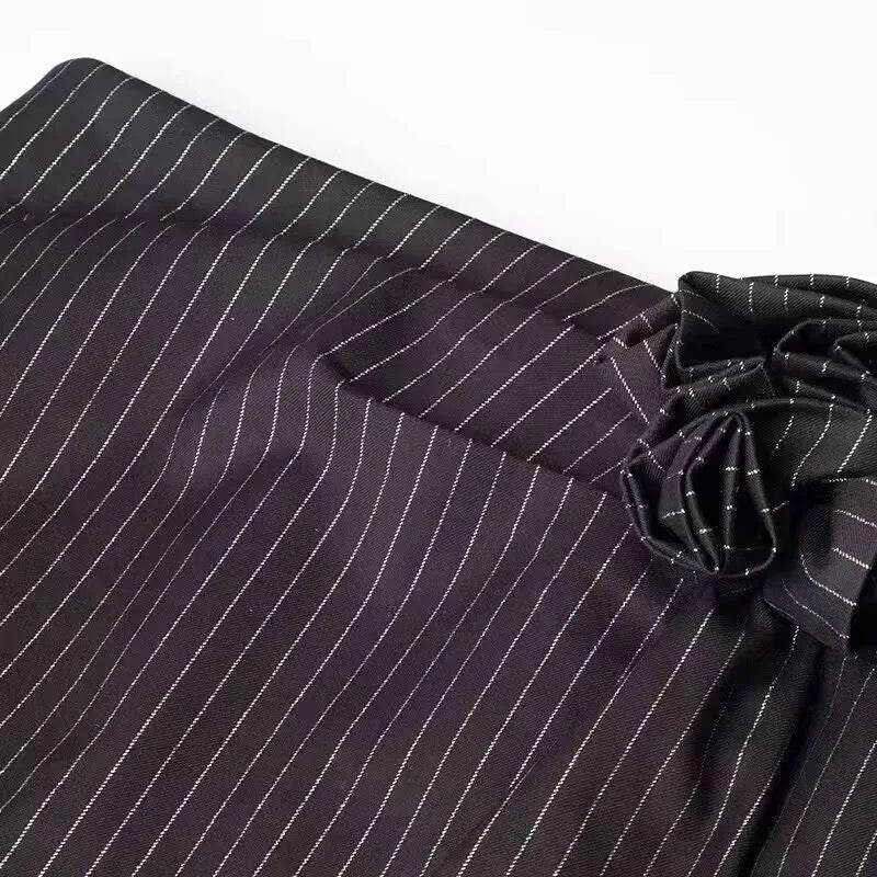 3D Three Dimensional Rose Decoration Wool skirt - REBECATHELABEL