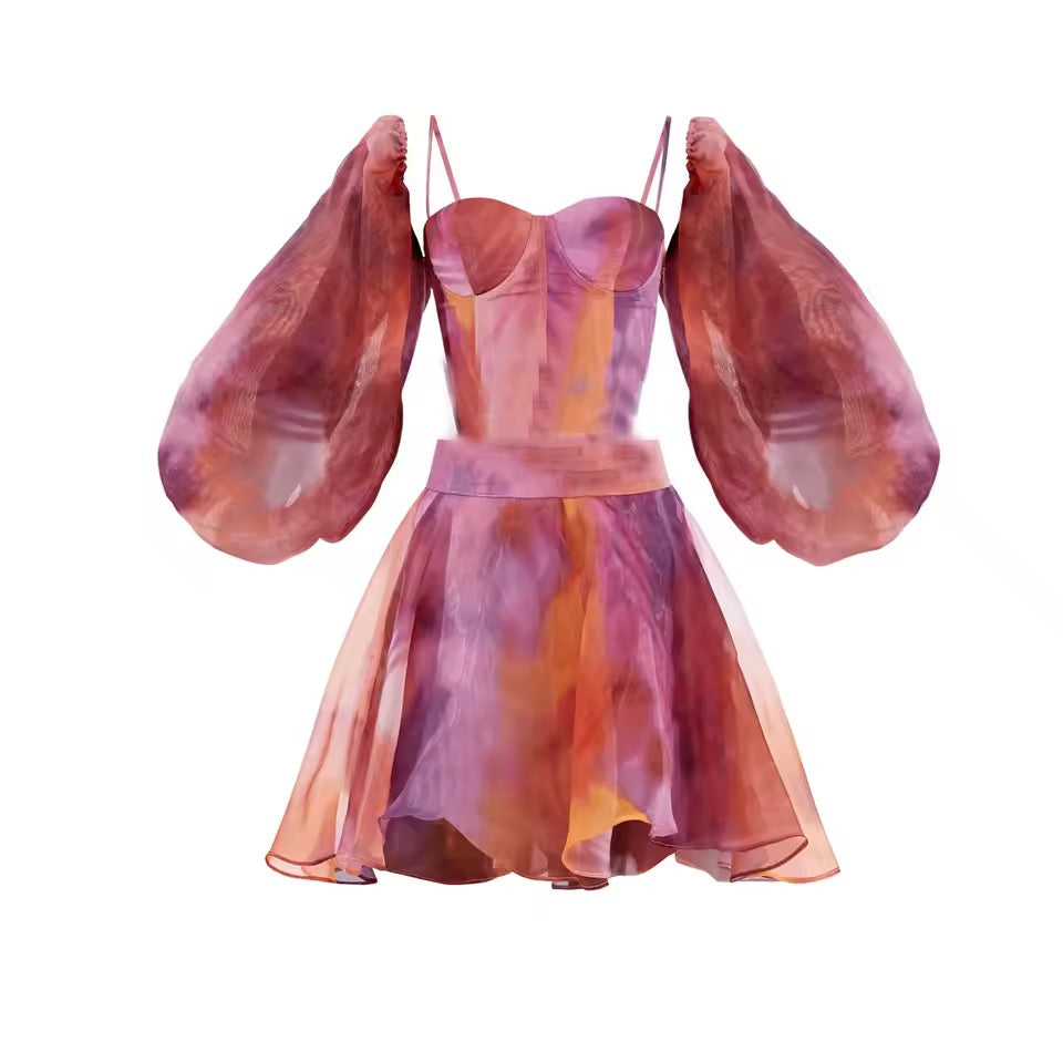 2Pcs Push Up Swimsuit Mini Dress