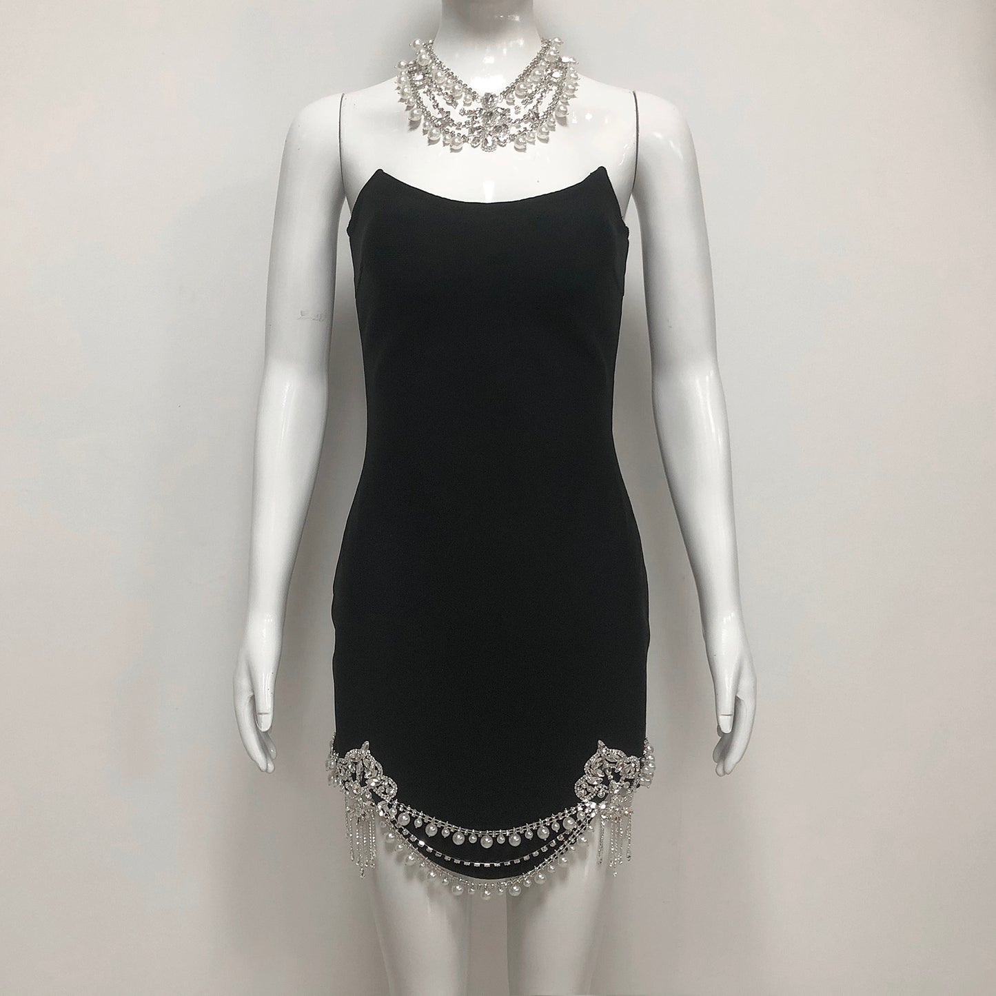Rhinestone Tassel Bodycon Sleeveless Dress