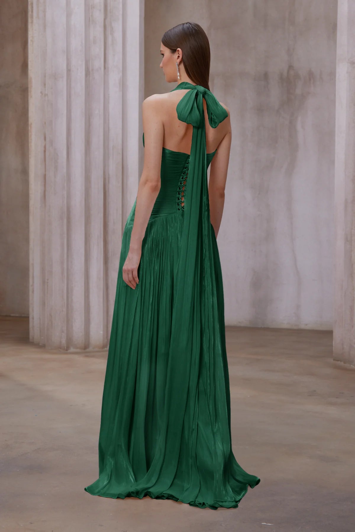 Emerald Green Gathered Maxi Dress