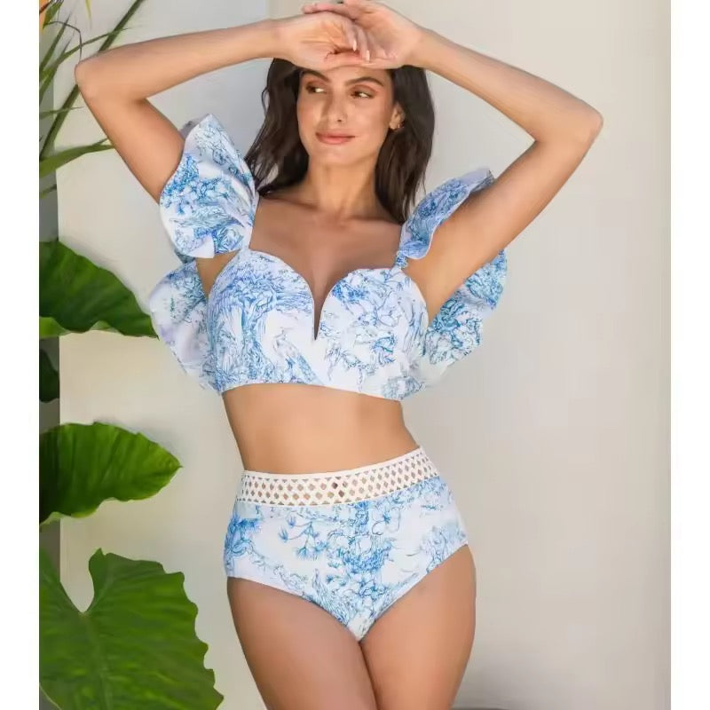 Ruy Print Net Yarn Splicing Bikini