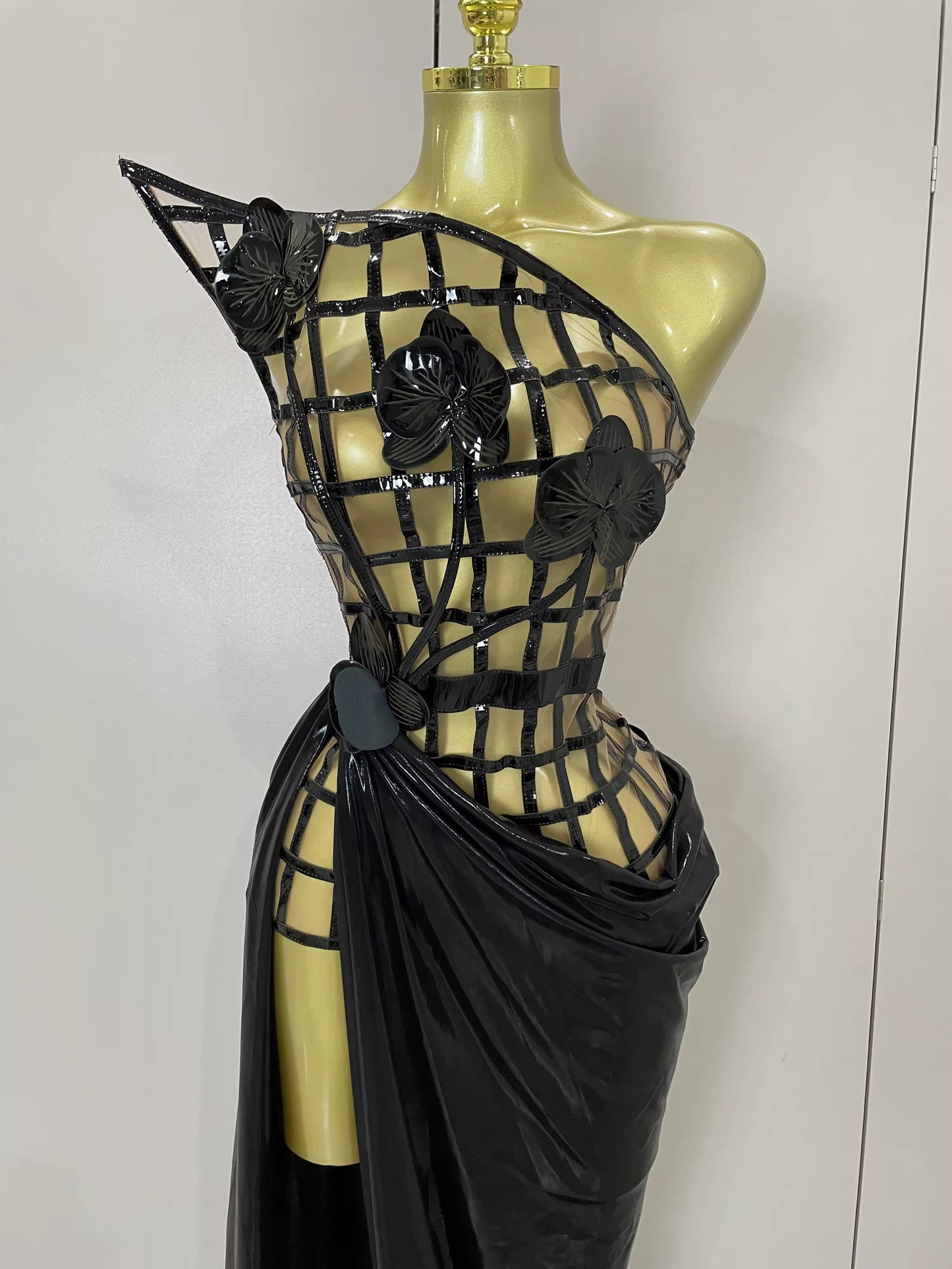 Mesh See Through Top Skirt Gloves Set