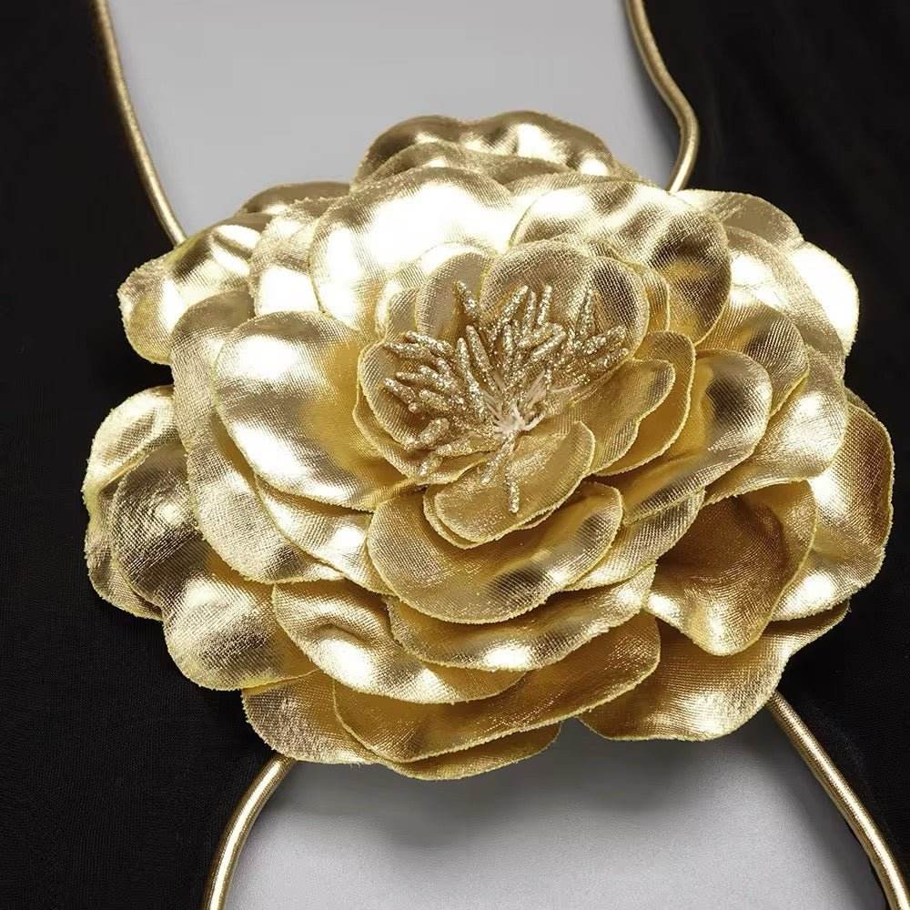 3D Flower Backless Halter Jumpsuits - REBECATHELABEL