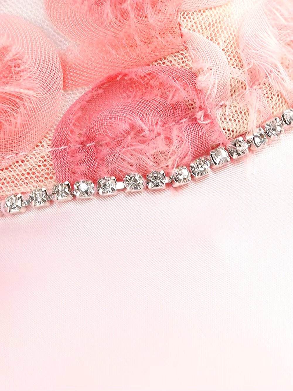 3D Flower Diamond Appliques Spaghetti Strap Pink Sexy Mini Dress - REBECATHELABEL