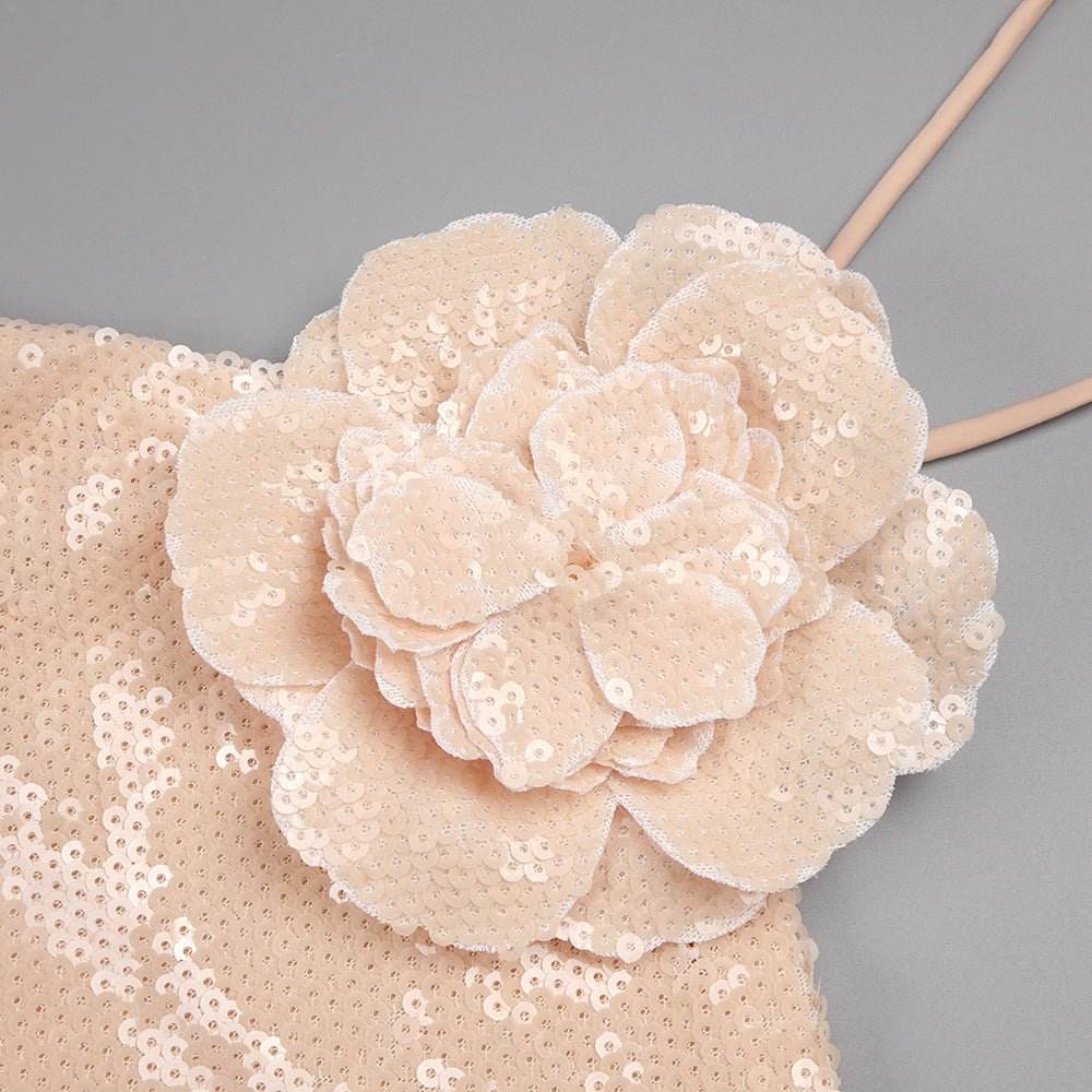 3D Flower Sequins Maxi Dress - REBECATHELABEL