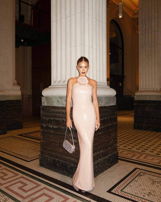 3D Flower Sequins Maxi Dress - REBECATHELABEL