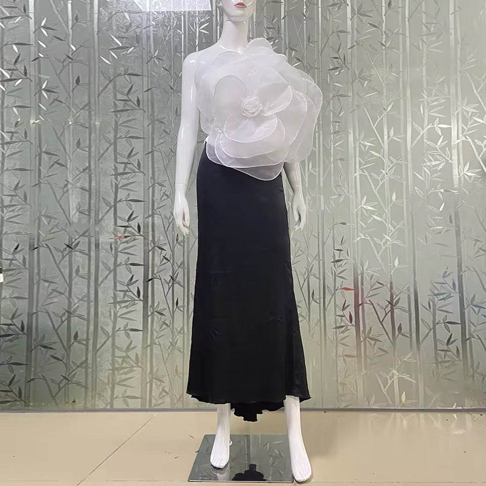 3D Flower Short Top Long Mermaid Tight 2-piece - REBECATHELABEL