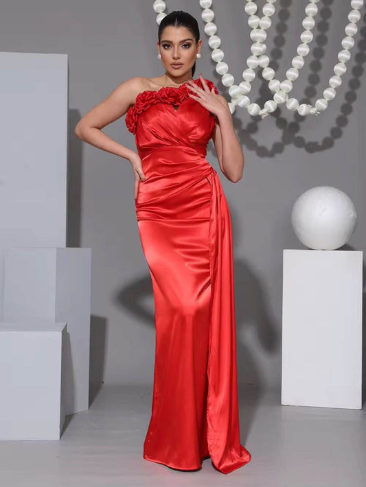 3D Flowers Dresses Evening Prom Elegant Party wedding Guest dress - REBECATHELABEL