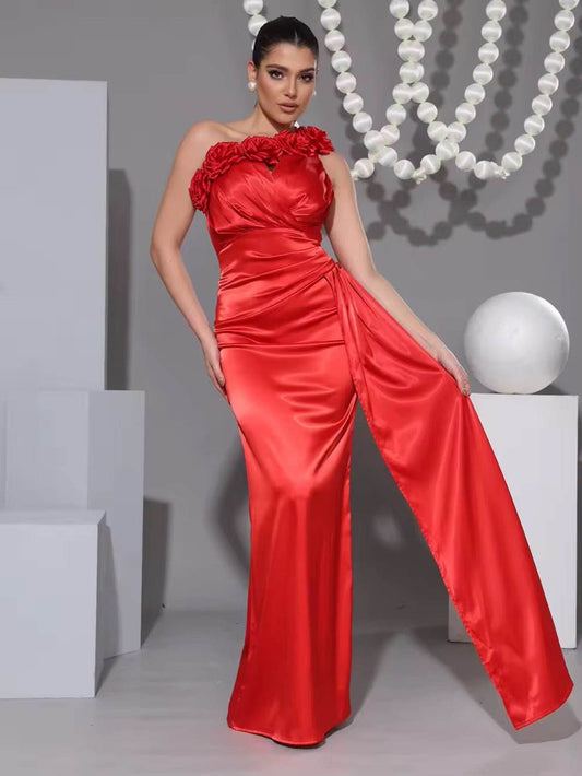 3D Flowers Dresses Evening Prom Elegant Party wedding Guest dress - REBECATHELABEL