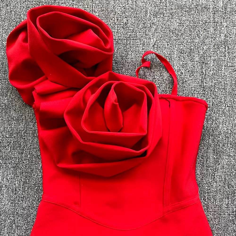 3D Flowers Spaghetti Strap Backless dress - REBECATHELABEL