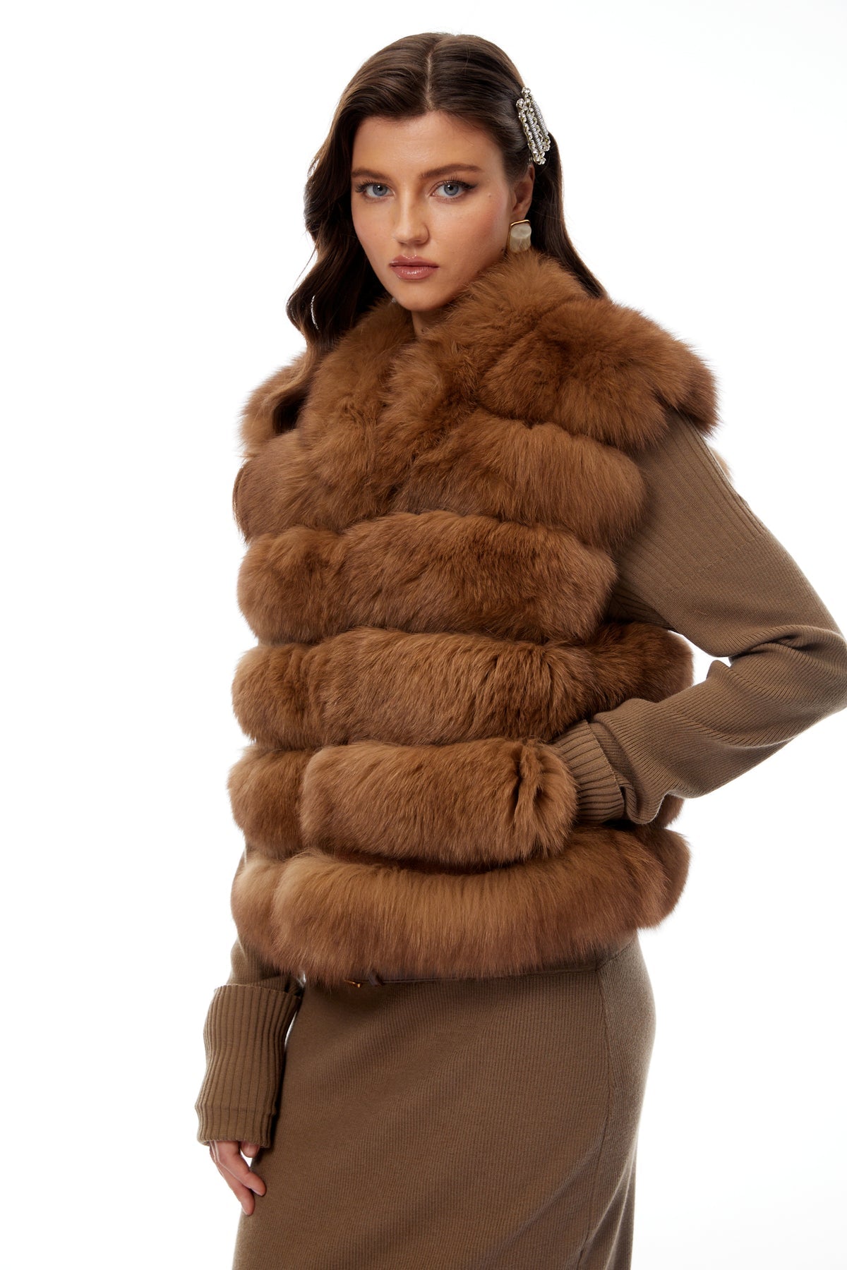 Brown Layered Fur Gilet