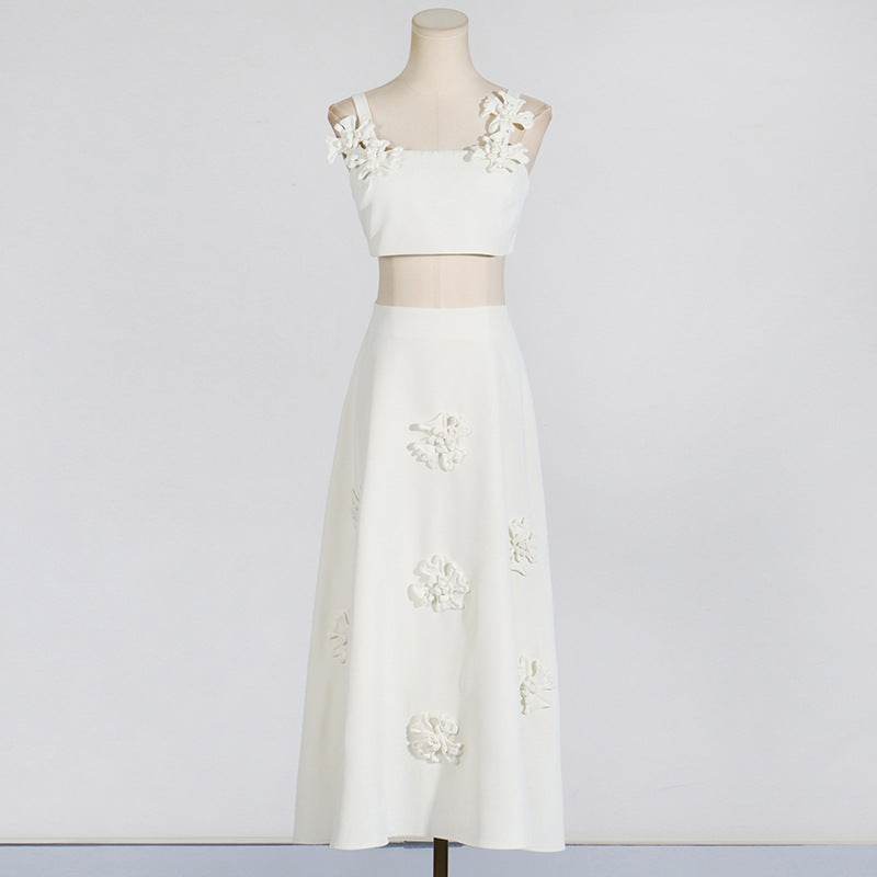 Classic Blossom Skirt Set White - REBECATHELABEL