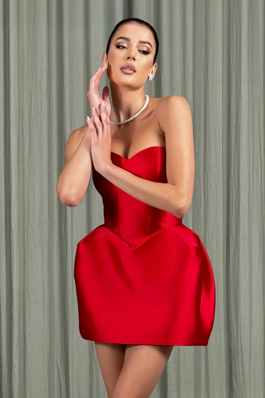 Red Heart Off-shoulder Mini Dress