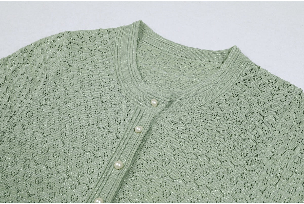 short-sleeved knitted decorative dress