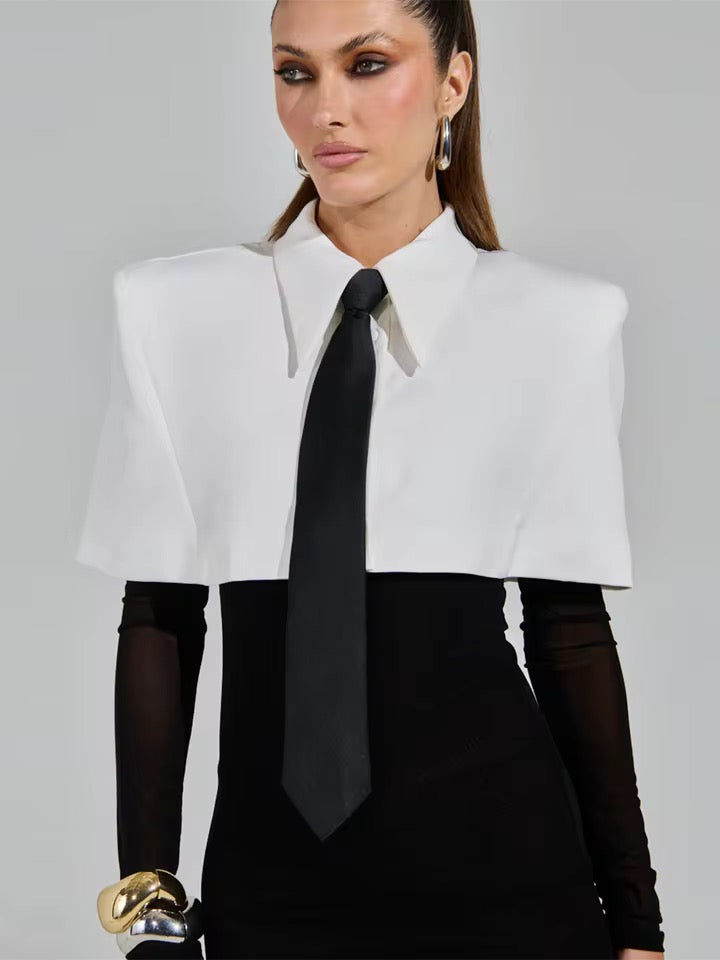 Lapel Slim Midi Shirt Dress Long Sleeved Sexy Mesh set