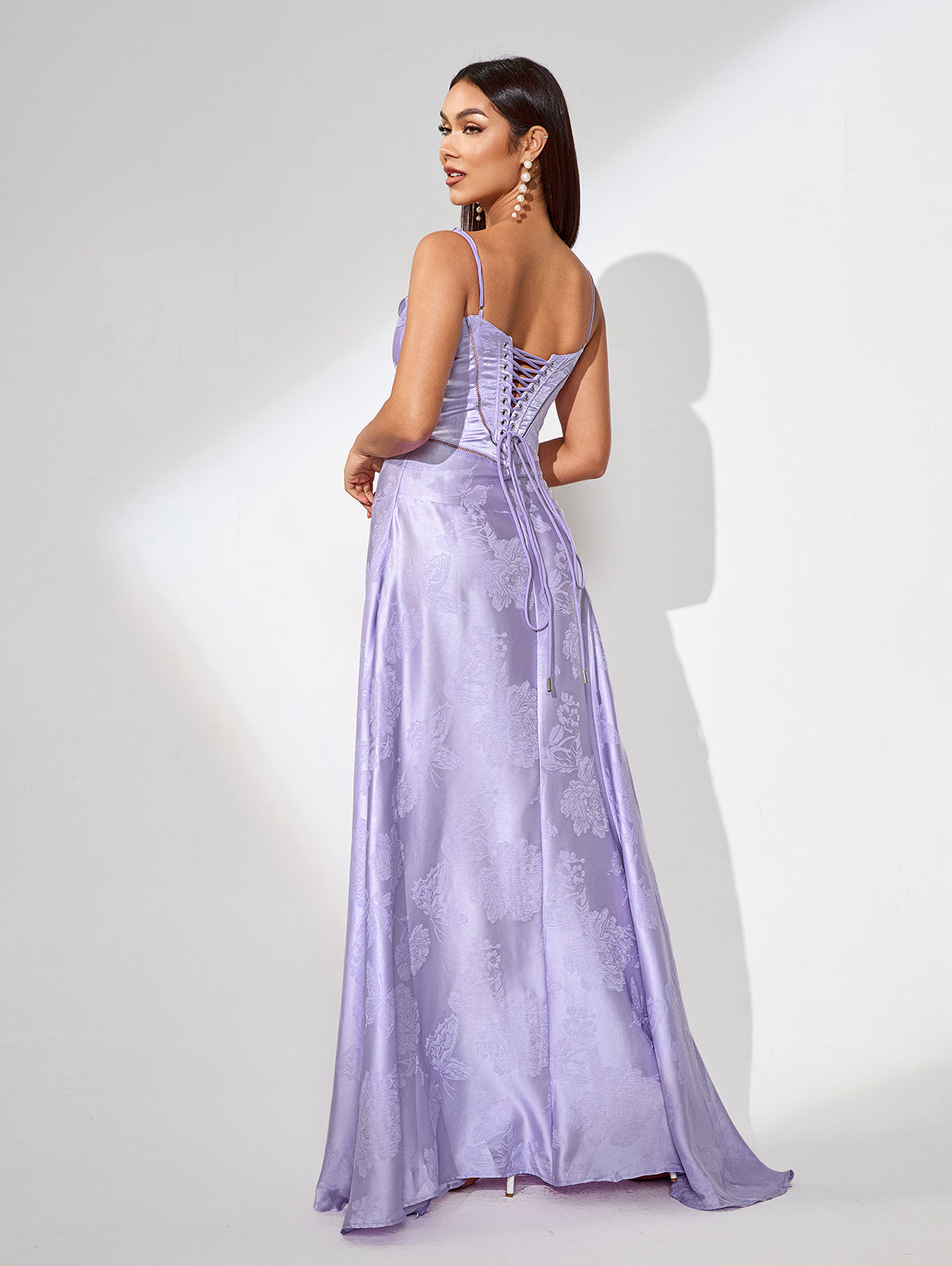 Purple Jacquard Strap Flared Dress