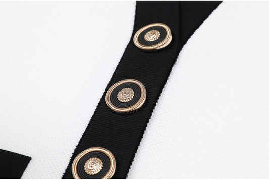 Sleeveless Button Elastic Short dress