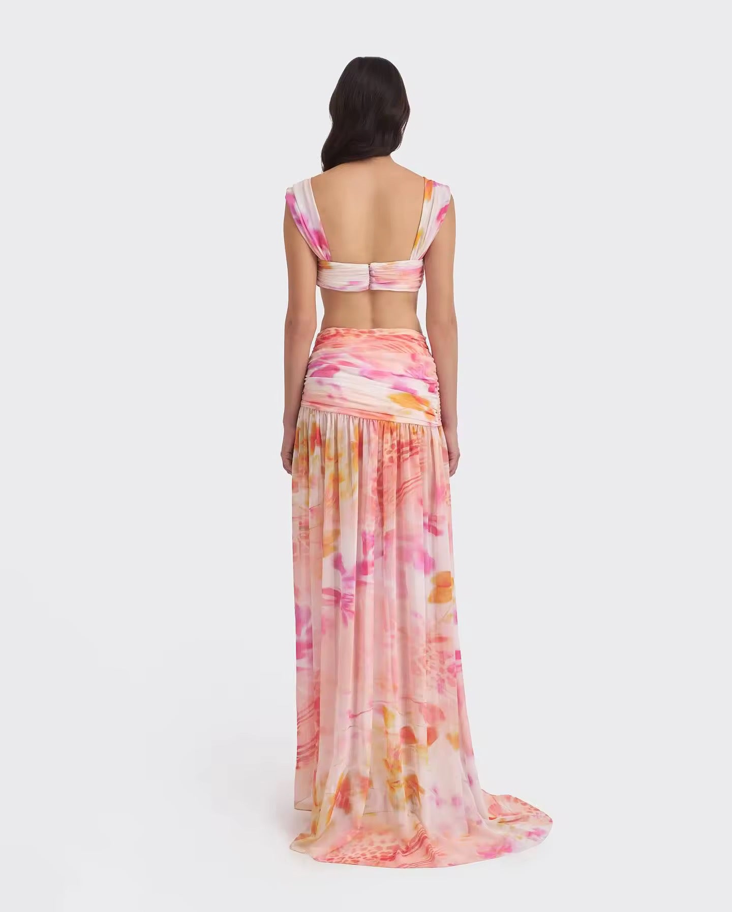 Ruched Print Cover Up Maxi Vestidos Holiday Beach set