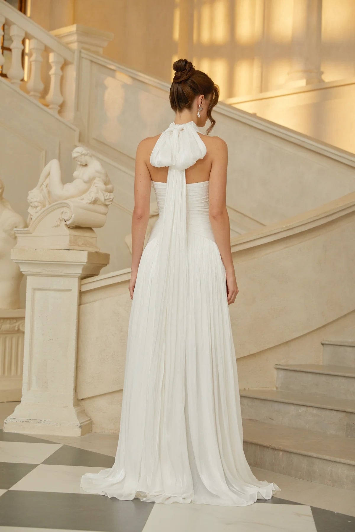 White Gathered Maxi Dress